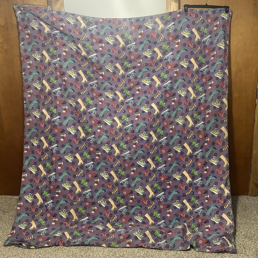 Vintage 90s Shoe Pattern Purple Comforter 76x85 Full/Double Y2K